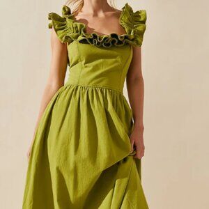 NWT Free People Ruffle it Up Midi Mojito Lime Medium